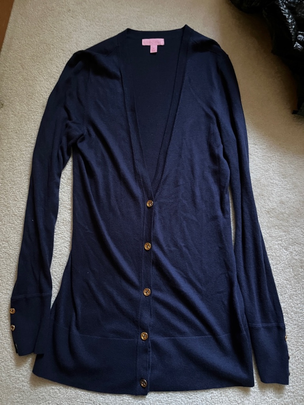 Lilly Pulitzer Navy Button-Front Long Cardigan Sz M